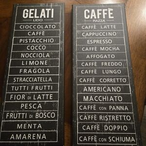 Vintage Style Gelati and Caffe Wall Art Set